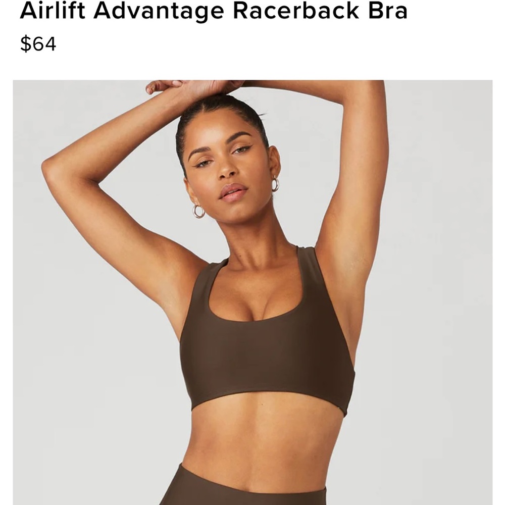Alo Yoga Airlift Advantage Racerback Bra in Espresso - Size Small - Brand New